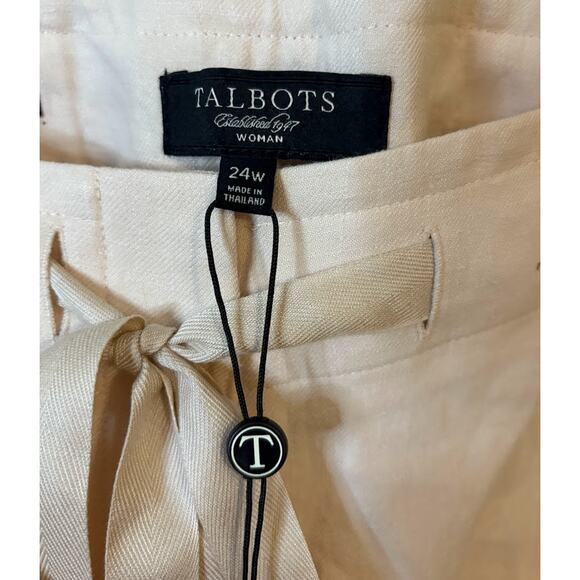 Talbots 100% Linen Cream Trousers Plus Size 24W NWT - Picture 4 of 8